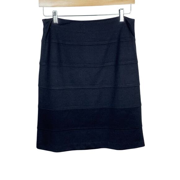 Sandro Sportwear Black Knit Knee Length Skirt- Size 4 - Picture 1 of 4